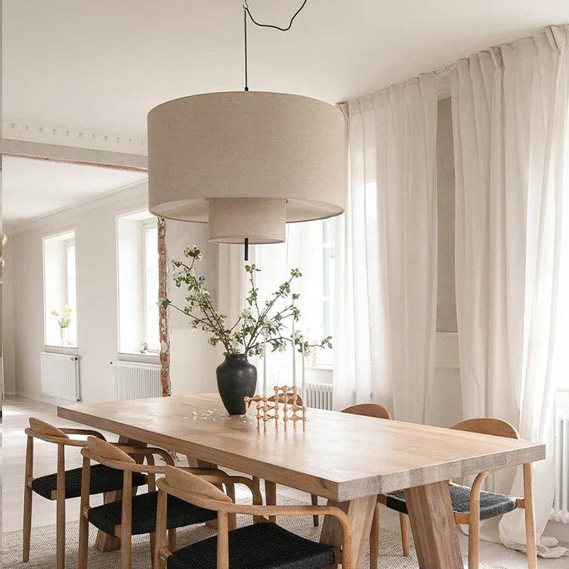 Scandinavian Wabi-Sabi Fabric Pendant Light – Modern LED Ceiling Pendant | Soft Ambient Lighting | Designer Hanging Lamp