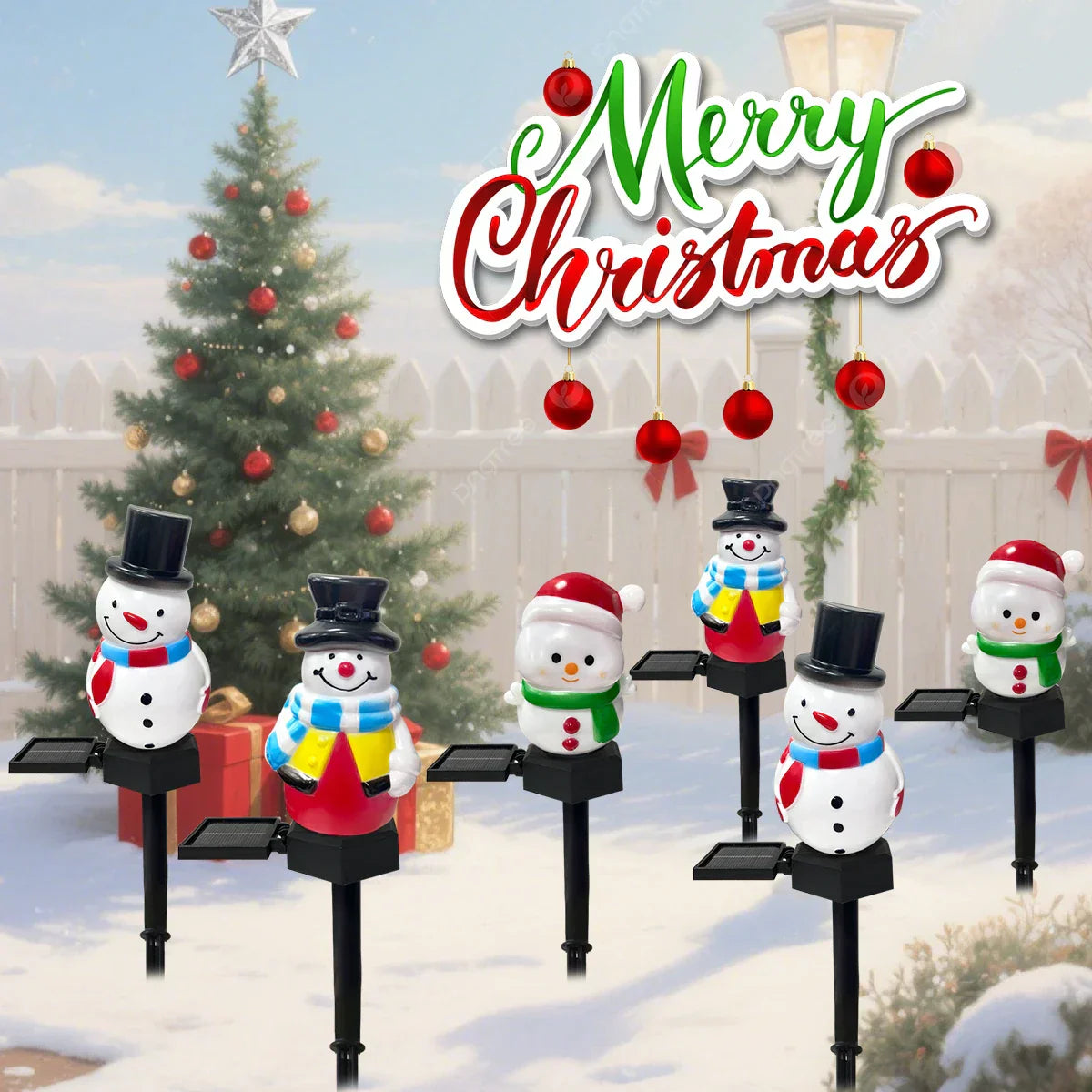 SnowGlow Solar Snowman Path Lights – Waterproof LED Garden Lights | Festive Outdoor Christmas Decoration