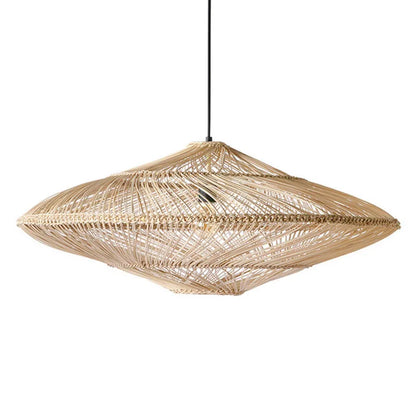 AetherRattan Pendant Light – Wabi-Sabi Rattan Ceiling Lamp | Japanese Nordic UFO Lighting for Elegant Interiors