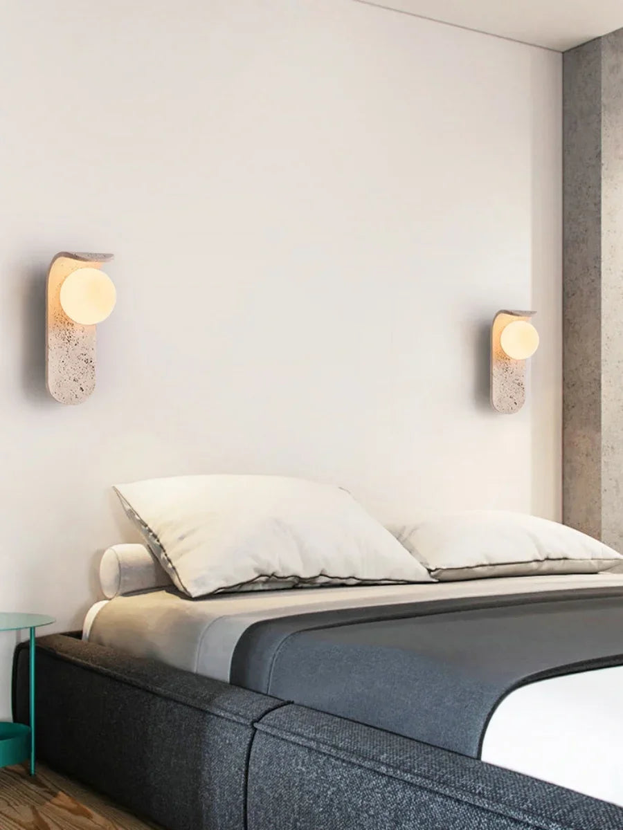 Cavora Stone Wall Light – Scandinavian Glass & Natural Stone Sconce | Up & Down Ambient Lighting | Contemporary Interior Design