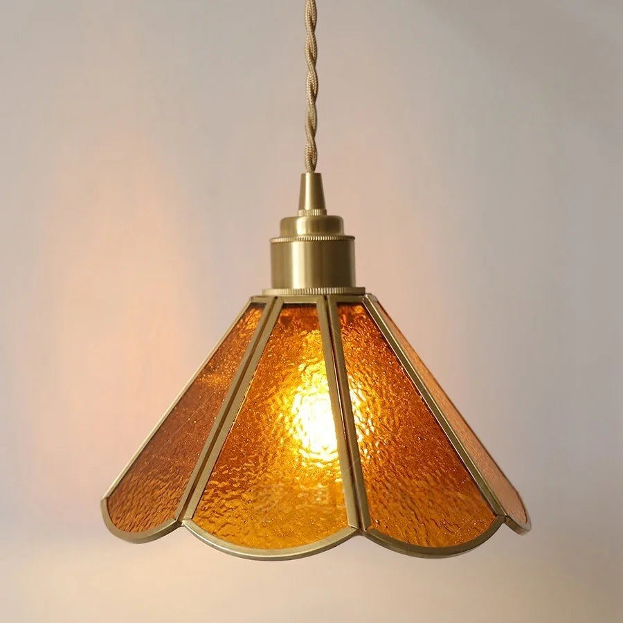 Nordic Tiffany Glass Wall Light – Copper LED Wall Lamp with Pull Cord Switch | Elegant Ambient Lighting | Timeless Interior Accent