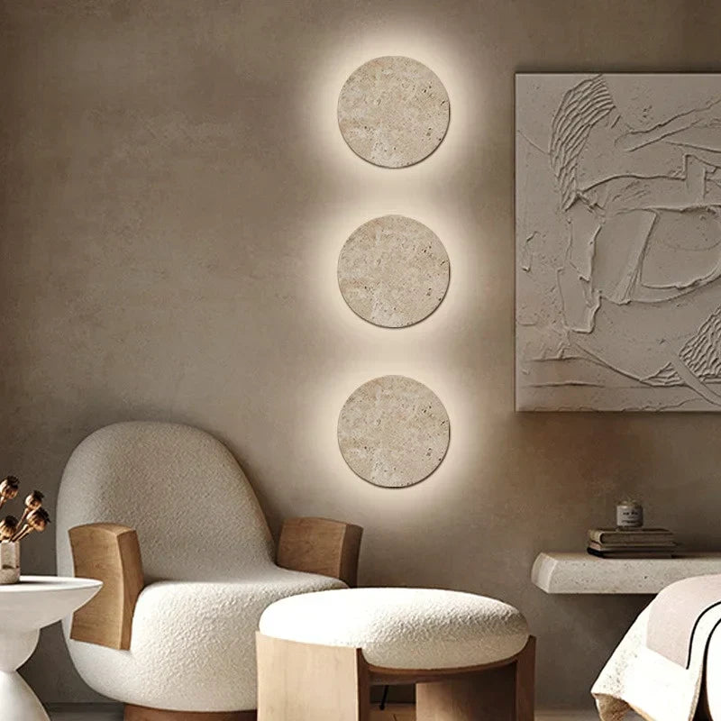 Travertine Stone LED Wall Light – Modern Luxury Wall Sconce | Warm Ambient Interior Lighting