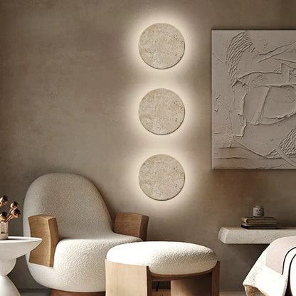 Travertine Stone LED Wall Light – Modern Luxury Wall Sconce | Warm Ambient Interior Lighting