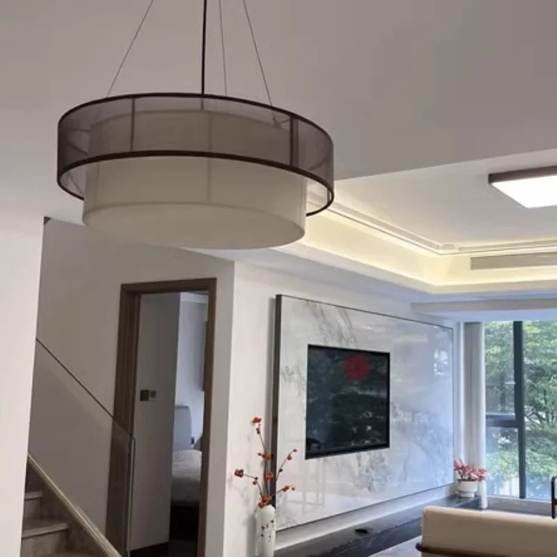 Veloura Silk Pendant Light – Luxury Beige Hanging Ceiling Lamp | Soft Ambient Lighting for Modern Interiors