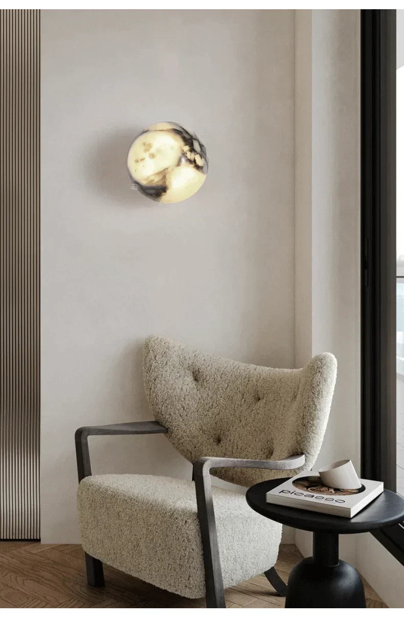 Luxury Marble Globe Wall Light – Natural Stone LED Wall Lamp for Bedrooms, Living Rooms, Hallways & Staircases