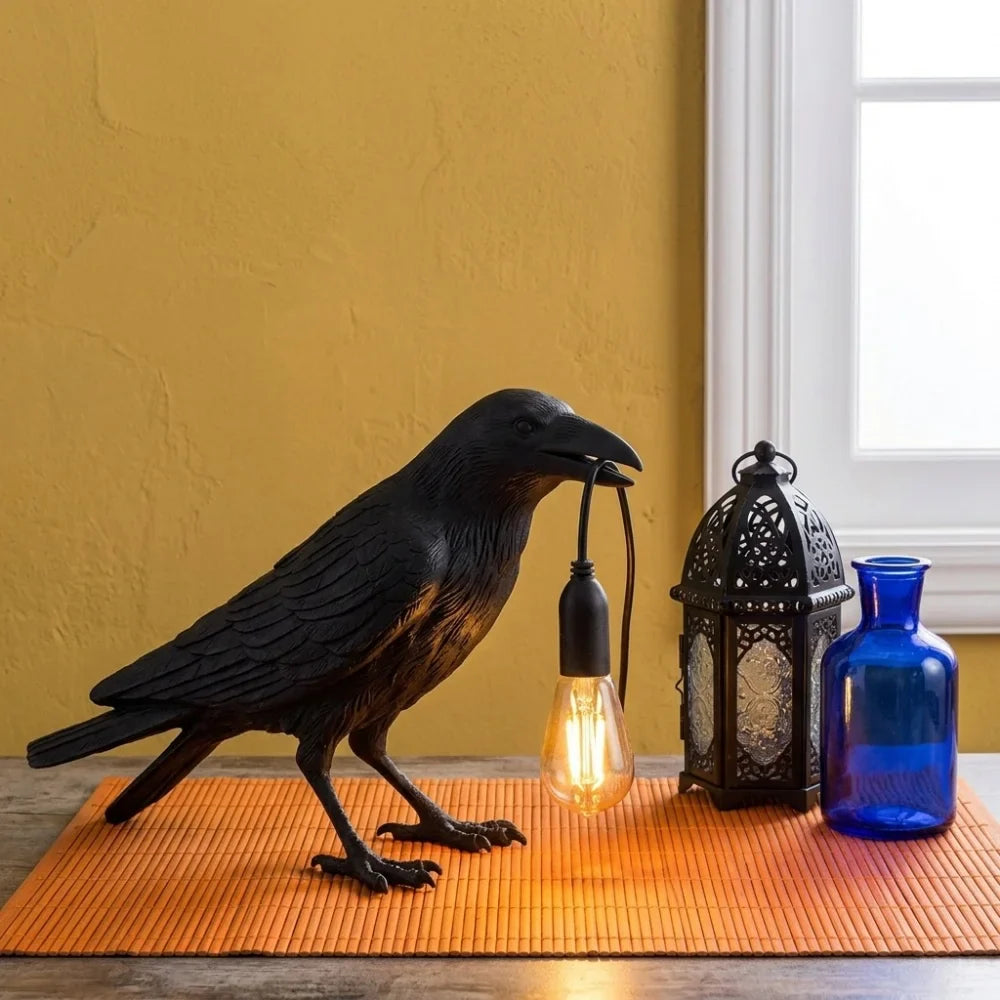 Lucky Bird Resin Table Lamp – Modern LED Decorative Table Light | Contemporary Bedroom & Living Room Lamp | Designer Home Décor
