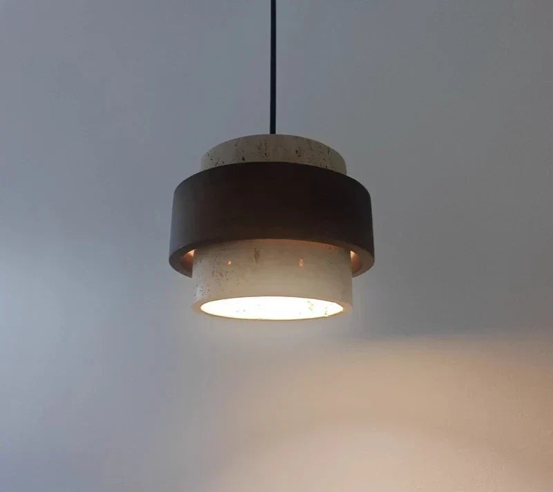 Natural Stone Pendant Light with LED – Modern Minimalist Hanging Lamp | Warm Ambient Interior Lighting