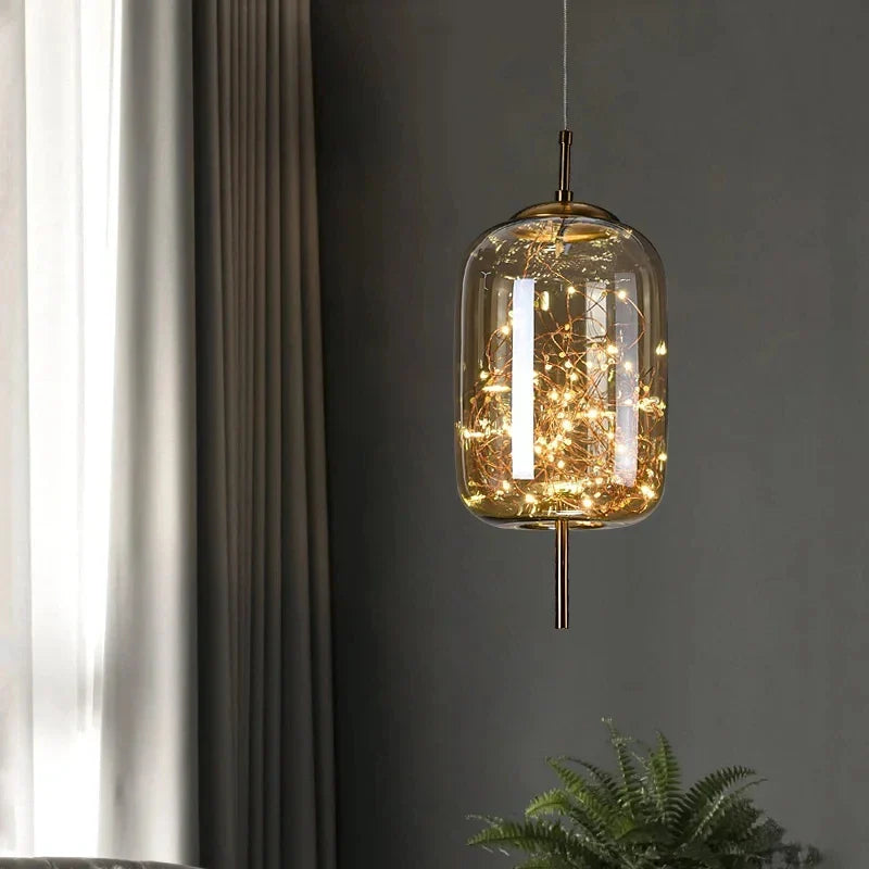 Modern Glass LED Pendant Light – Dimmable Designer Ceiling Light | Elegant Hanging Lamp | Contemporary Home Lighting