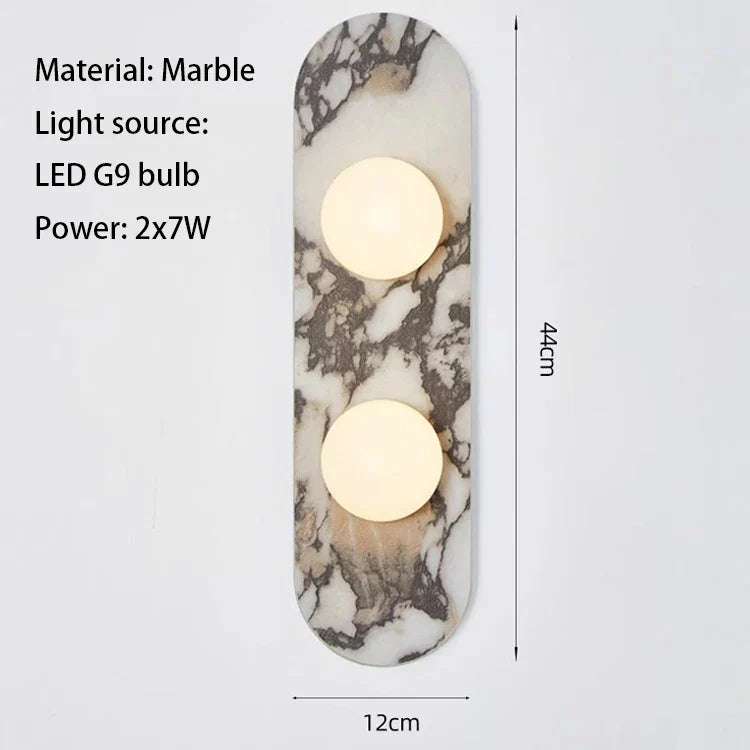 Marble LED Wall Light – Modern Designer Wall Lamp | Luxury Ambient Lighting | Contemporary Stone & Glass Feature