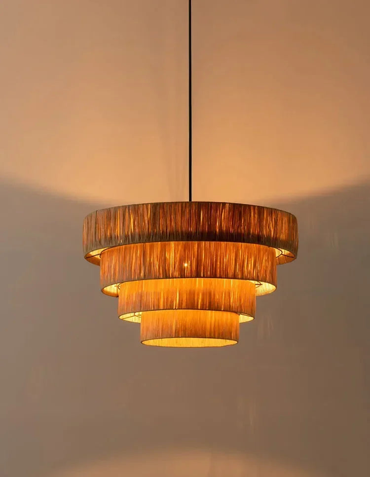 Wabi Sabi Rattan Pendant Light – Handwoven Japanese Ceiling Lamp | Natural Ambient Lighting | Artisan Interior Feature