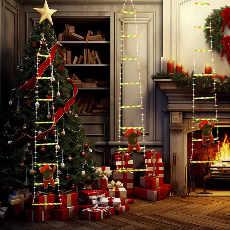 WeihnachtsLicht Santa Ladder LED Lights – Climbing Santa Christmas Decoration | USB-Powered Festive Lighting