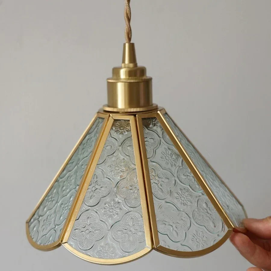 Nordic Tiffany Glass Wall Light – Copper LED Wall Lamp with Pull Cord Switch | Elegant Ambient Lighting | Timeless Interior Accent