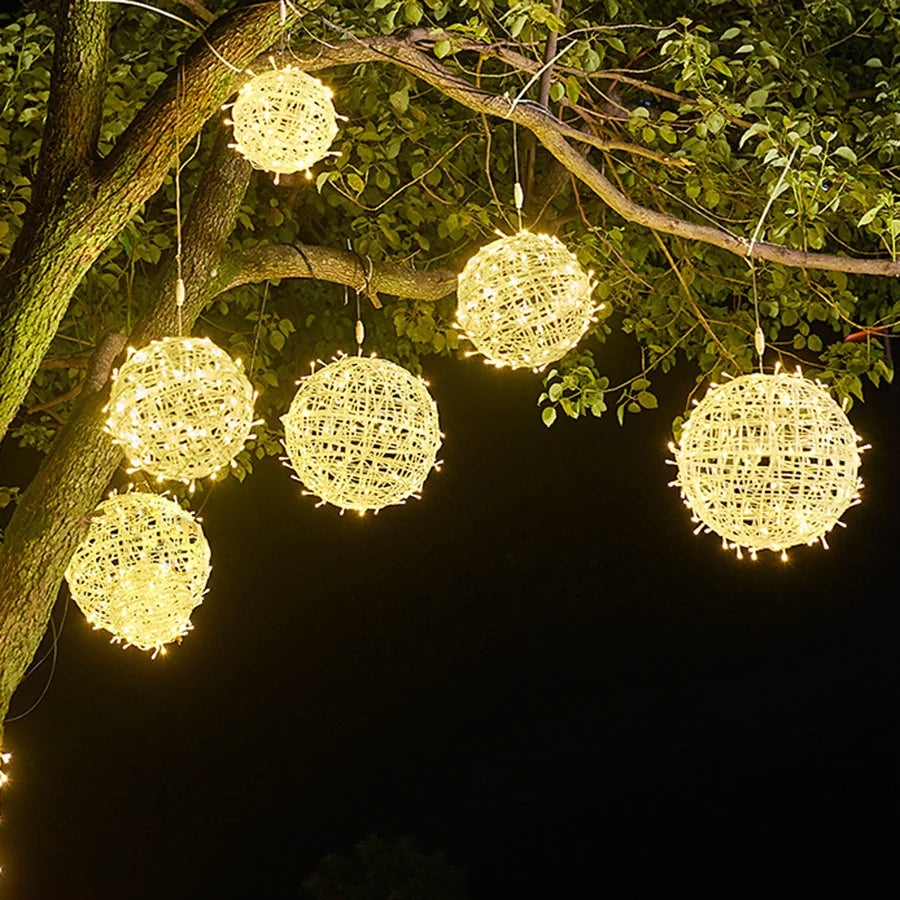 LED Rattan Ball String Lights – Outdoor Fairy Lights for Gardens, Weddings, Patios, Trees & Festive Decorations