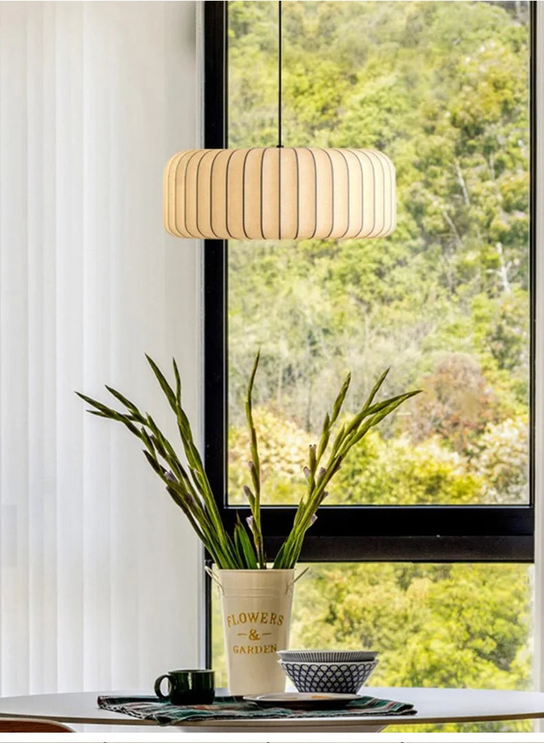Serenea Silk Pendant Light – Wabi-Sabi Hanging Lamp | Japanese Nordic Ceiling Light for Elegant Interiors