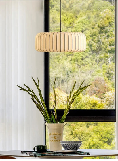 Serenea Silk Pendant Light – Wabi-Sabi Hanging Lamp | Japanese Nordic Ceiling Light for Elegant Interiors