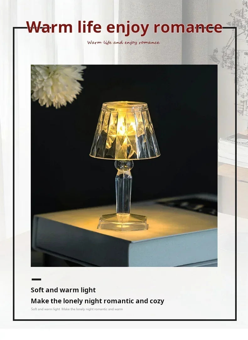 Crystal LED Table Lamp – Colour Changing Touch Night Light | Decorative Bedside Lamp | Elegant Ambient Lighting