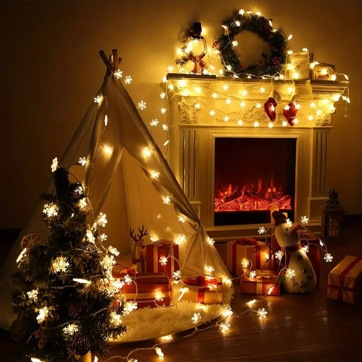 FrostLume LED Snowflake String Lights – Festive Decorative Lighting for Indoor & Outdoor Use
