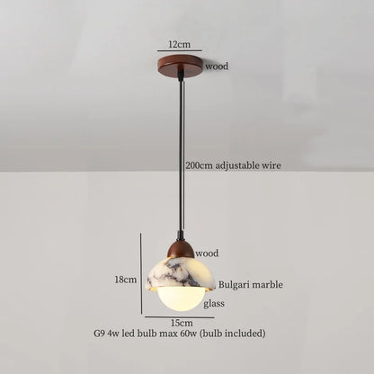 Marble Pendant Light with Iron Finish – Modern Nordic LED Ceiling Lamp | Luxury Contemporary Lighting