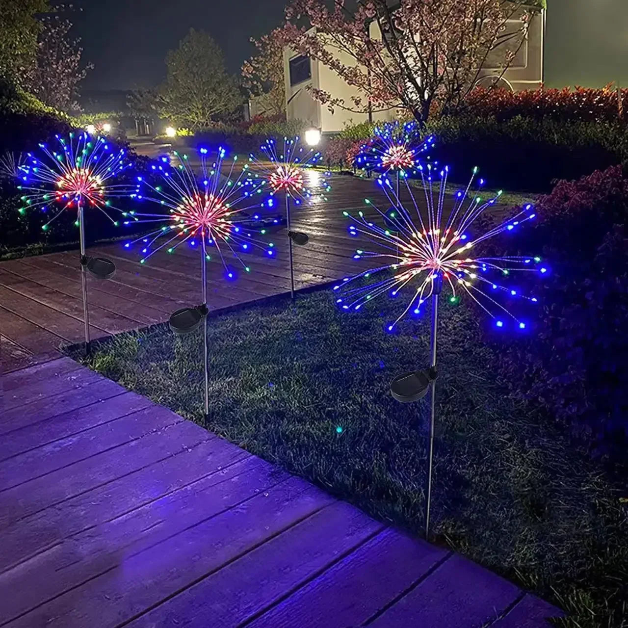 Solar LED Firework Christmas Lights – 200 LED Copper Wire Garden Lights for Pathways, Patios & Festive Decorations