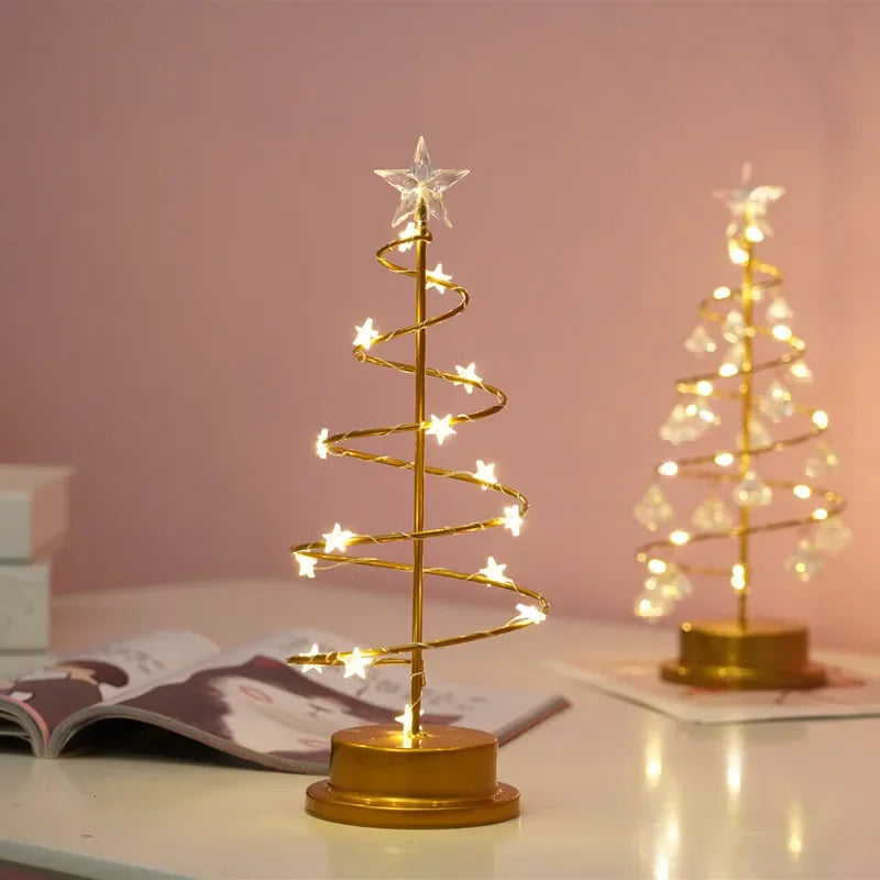 LumiSpiral Crystal Christmas Tree Table Lamp – Luxury LED Spiral Lamp in Gold