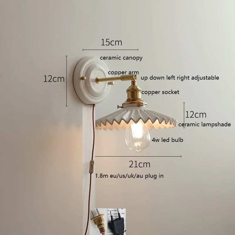 Aurelle Ceramic Wall Light – Adjustable E27 Wall Lamp | Contemporary Copper Lighting | Elegant Interior Illumination