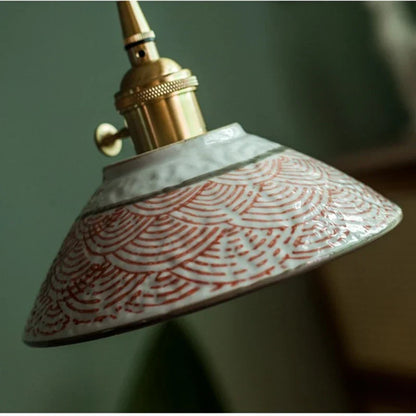 Dark Green Ceramic Pendant Light with Copper Finish – Retro Nordic Ceiling Lamp | Elegant Ambient Lighting