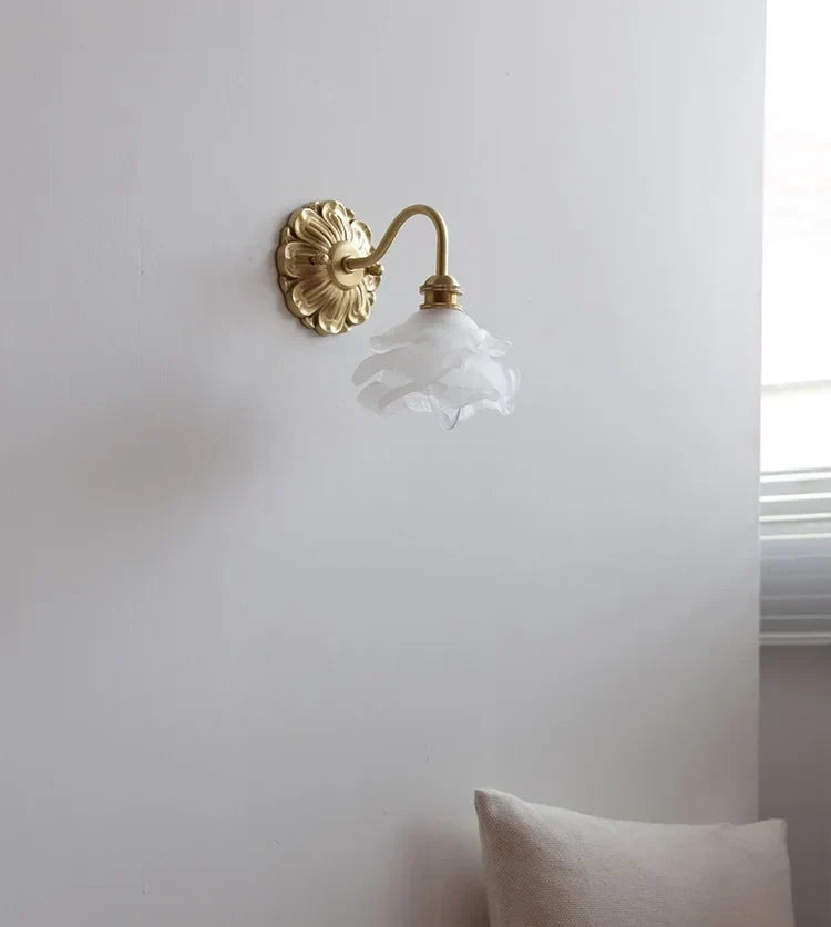 Frosted Glass LED Wall Light with Copper Finish – Modern Luxury Wall Sconce | Elegant Ambient Lighting