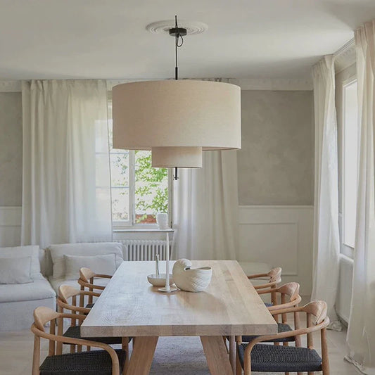 Scandinavian Wabi-Sabi Fabric Pendant Light – Modern LED Ceiling Pendant | Soft Ambient Lighting | Designer Hanging Lamp
