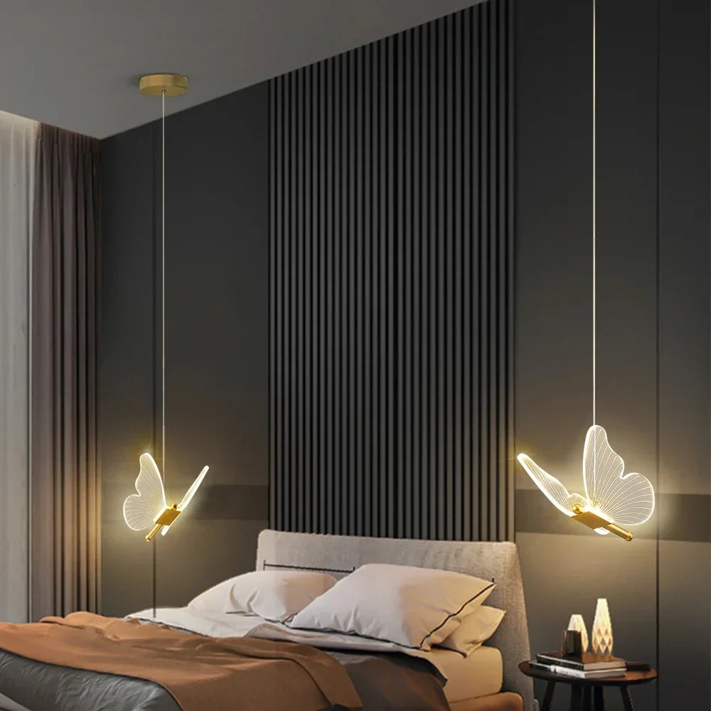 AuréaButterfly Modern LED Butterfly Pendant Lamp – Luxury Gold Ceiling Light for Elegant Interiors