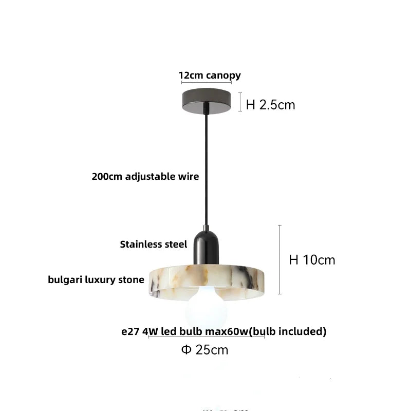 Bulgari Stone Pendant Light – Wabi-Sabi Marble Ceiling Lamp | Luxury Ambient Lighting | Contemporary Interior Statement
