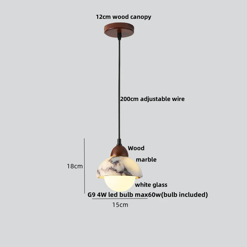Travertine Stone Pendant Light with Copper Finish – Nordic LED Hanging Lamp | Warm Contemporary Lighting