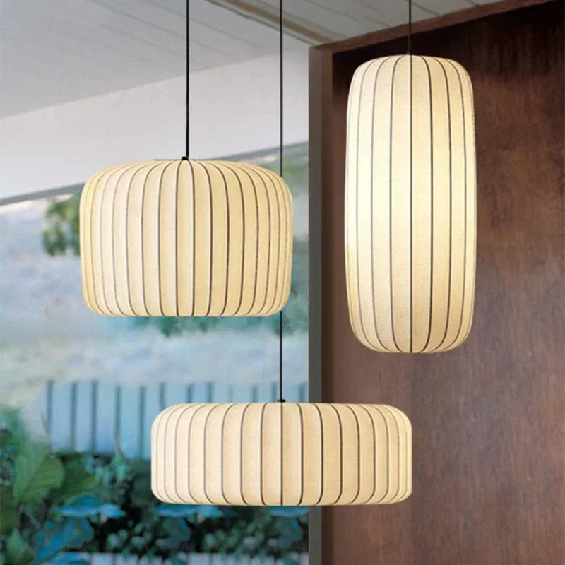 Serenea Silk Pendant Light – Wabi-Sabi Hanging Lamp | Japanese Nordic Ceiling Light for Elegant Interiors