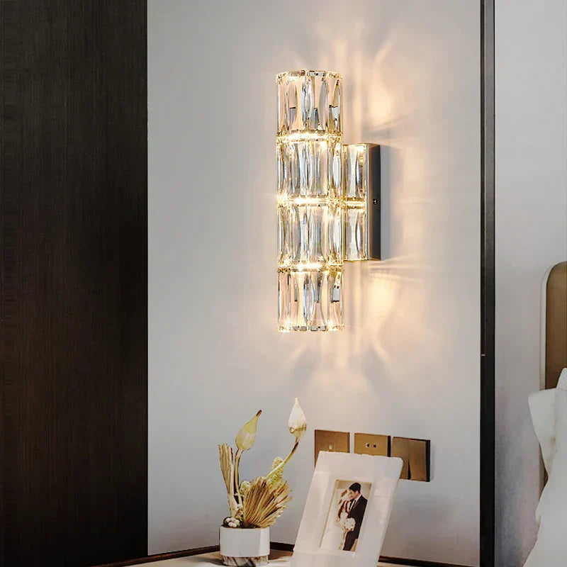 Crystal Luxe LED Wall Light – Stainless Steel Wall Lamp with Clear Glass Shade | Contemporary Ambient Lighting | Elegant Interior Feature