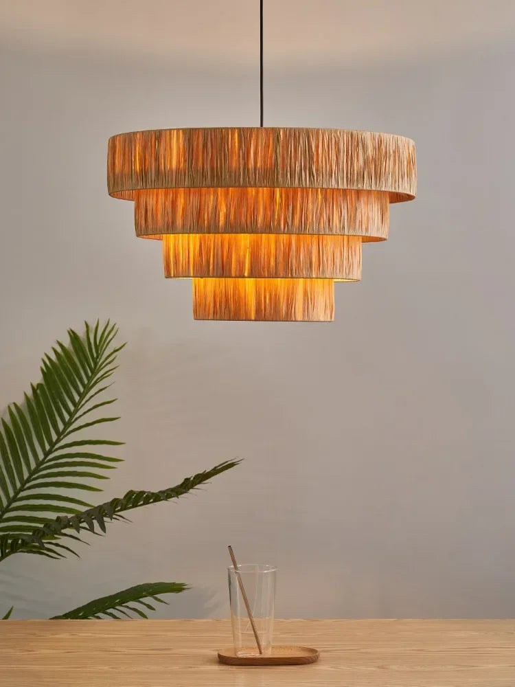 Wabi Sabi Rattan Pendant Light – Handwoven Japanese Ceiling Lamp | Natural Ambient Lighting | Artisan Interior Feature