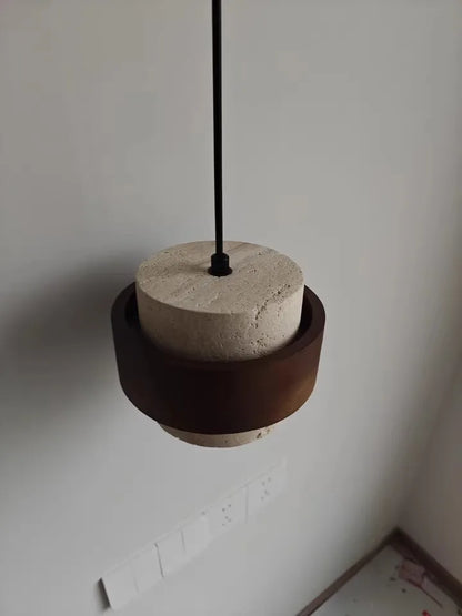 Natural Stone Pendant Light with LED – Modern Minimalist Hanging Lamp | Warm Ambient Interior Lighting