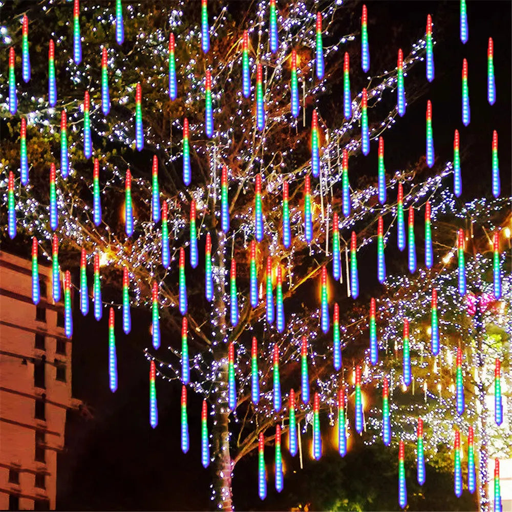 SternFall 50cm LED Meteor Shower String Lights – 8-Tube Falling Rain Lights for Outdoor Christmas & Garden Decoration