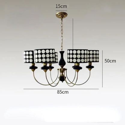 Traditional Copper Chandelier with Fabric Shades – Luxury Classic Ceiling Light | Elegant Ambient Lighting