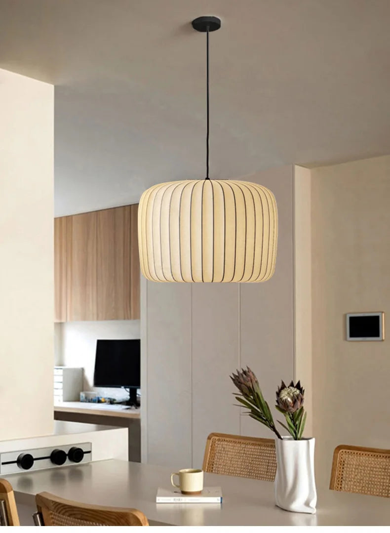 Serenea Silk Pendant Light – Wabi-Sabi Hanging Lamp | Japanese Nordic Ceiling Light for Elegant Interiors