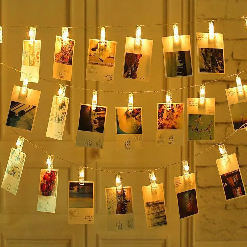 LumaClip LED Photo Clip String Lights – 3M Decorative Photo Display Lights | 20 LED Clips for Photos, Cards & Seasonal Décor