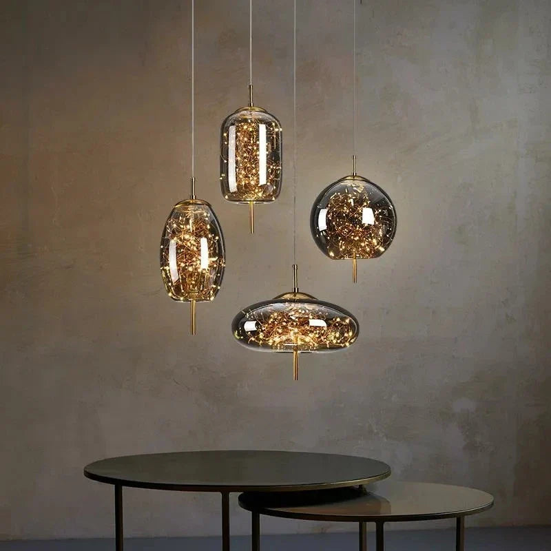 Modern Glass LED Pendant Light – Dimmable Designer Ceiling Light | Elegant Hanging Lamp | Contemporary Home Lighting