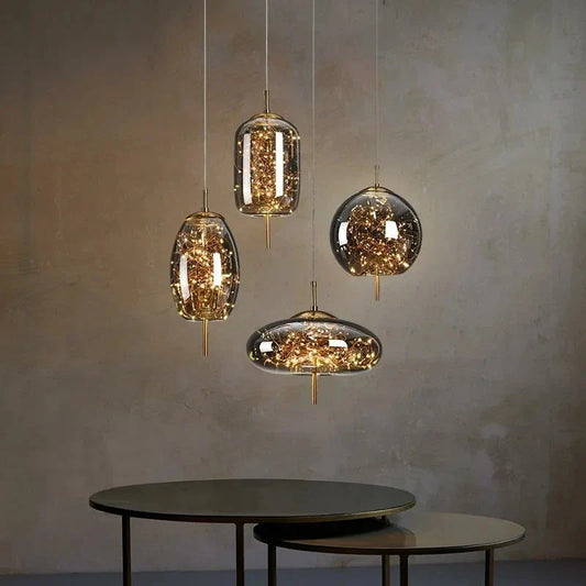 Modern Glass LED Pendant Light – Dimmable Designer Ceiling Light | Elegant Hanging Lamp | Contemporary Home Lighting