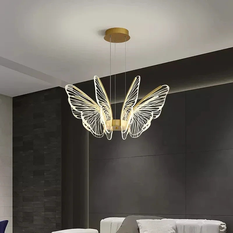 Butterfly Glow LED Pendant Light – Dimmable Designer Ceiling Light | Remote-Controlled Ambient Lighting | Contemporary Luxury Interior Feature
