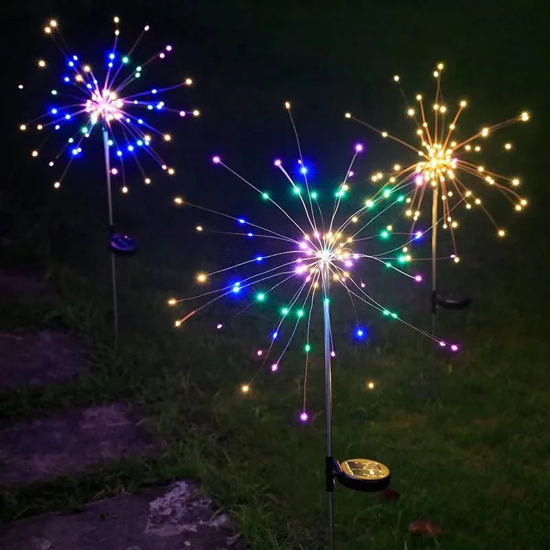 Solar LED Firework Christmas Lights – 200 LED Copper Wire Garden Lights for Pathways, Patios & Festive Decorations