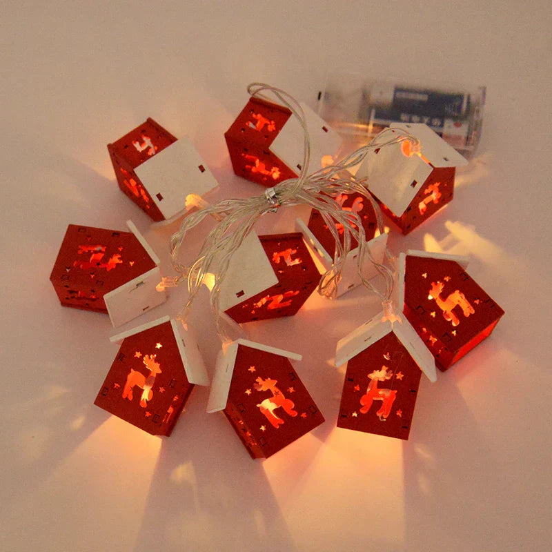 NordiHaus LED Wooden House String Lights – Scandinavian Christmas Decoration Collection 2025