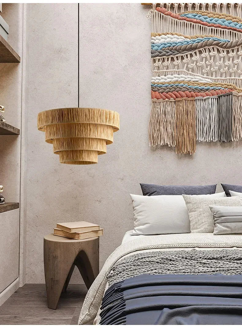 Wabi Sabi Rattan Pendant Light – Handwoven Japanese Ceiling Lamp | Natural Ambient Lighting | Artisan Interior Feature