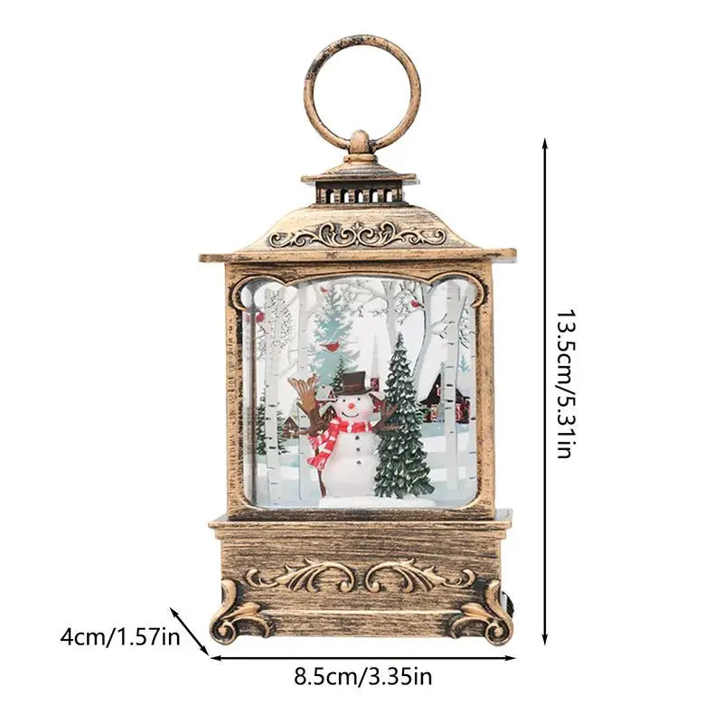 LumiGlobe LED Snow Lantern – Rotating Christmas Lantern with Snow Globe Effect