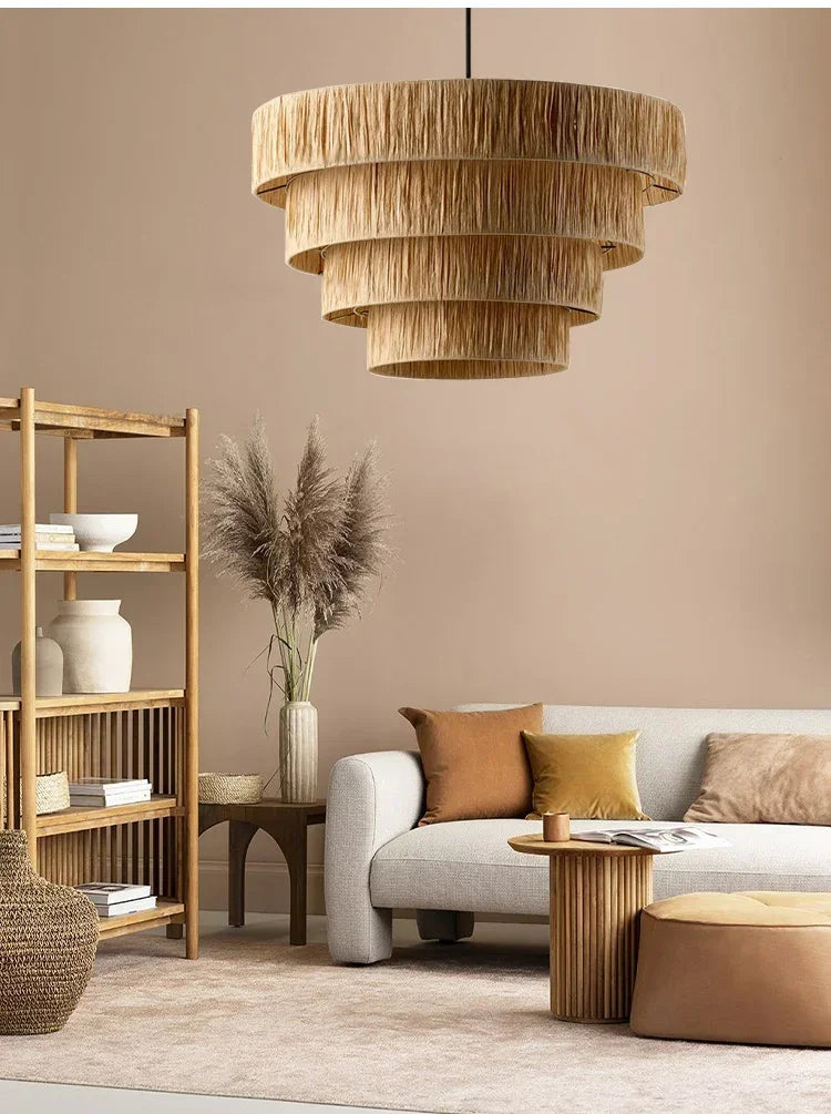 Wabi Sabi Rattan Pendant Light – Handwoven Japanese Ceiling Lamp | Natural Ambient Lighting | Artisan Interior Feature