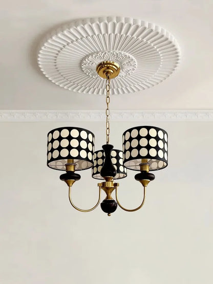Traditional Copper Chandelier with Fabric Shades – Luxury Classic Ceiling Light | Elegant Ambient Lighting