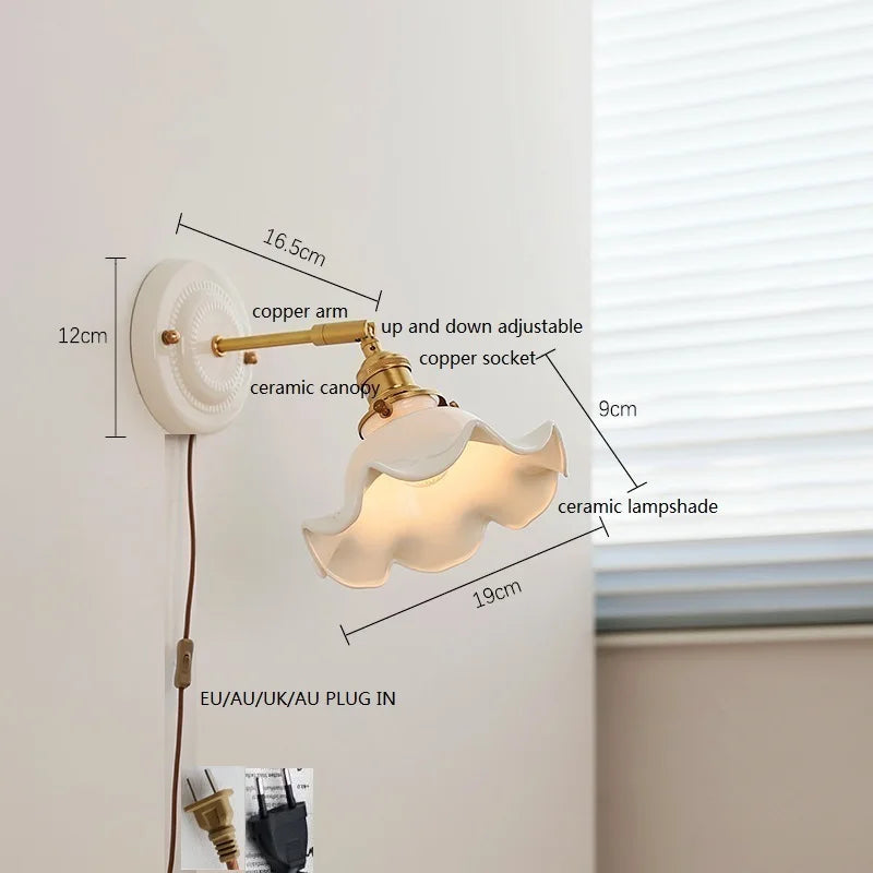 Aurelle Ceramic Wall Light – Adjustable E27 Wall Lamp | Contemporary Copper Lighting | Elegant Interior Illumination