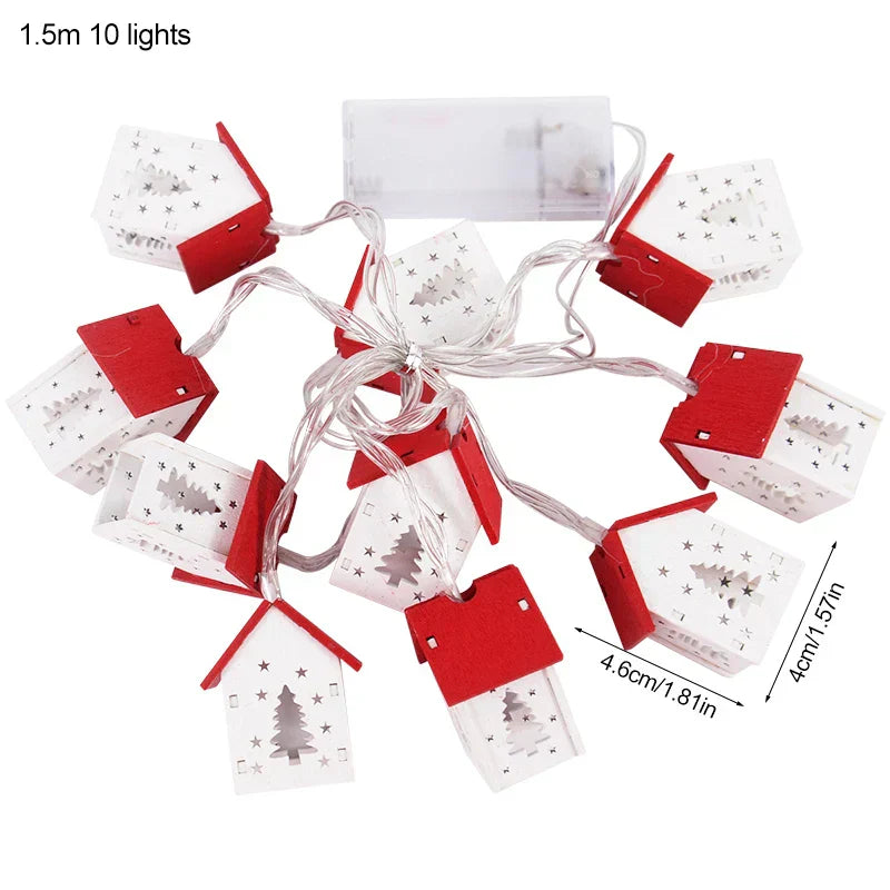 NordiHaus LED Wooden House String Lights – Scandinavian Christmas Decoration Collection 2025